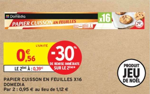 DOMEDIA PAPIER CUISSON EN FEUILLES X16