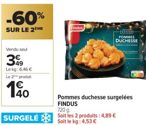 FINDUS Pommes duchesse surgelées - 720 g.