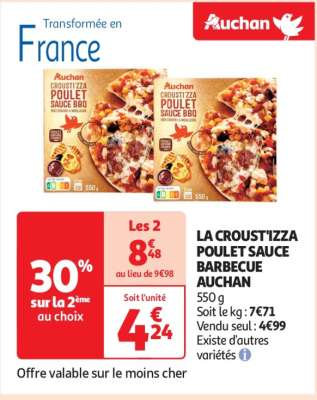 La Croust'izza Poulet Sauce Barbecue Auchan - 550 g