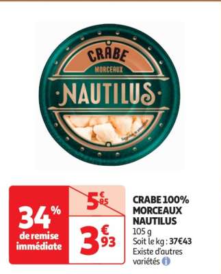 Crabe 100% Morceaux Nautilus - 105 g