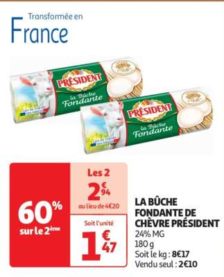 La Bûche Fondante De Chèvre Président - 24% MG
180 g