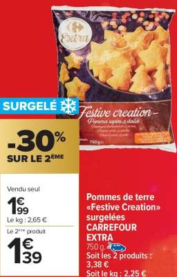 CARREFOUR EXTRA Pommes de terre "Festive Creation" surgelées - 750 g.