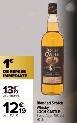 LOCH CASTLE Blended Scotch Whisky - 5 ans d'âge, 40% vol., 70 cl.