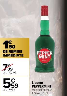 PEPPERMINT Liqueur - Menthe Fraîcheur, 15% vol., 70 cl.