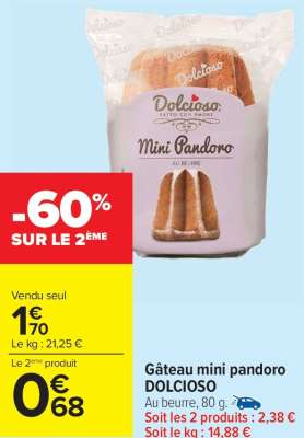 DOLCIOSO Gâteau mini pandoro - Au beurre, 80 g.