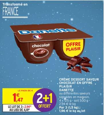 DANETTE CRÈME DESSERT SAVEUR CHOCOLAT EN OFFRE PLAISIR