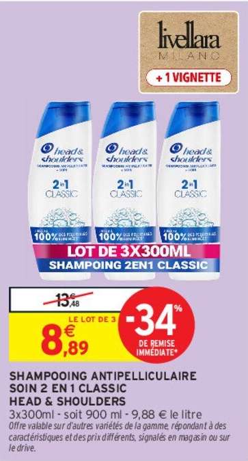 HEAD & SHOULDERS SHAMPOOING ANTIPELLICULAIRE SOIN 2 EN 1 CLASSIC