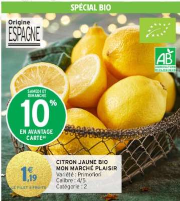 MON MARCHÉ PLAISIR CITRON JAUNE BIO