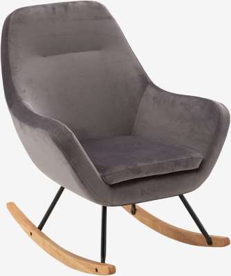 Fauteuil à bascule NEBEL velours gris