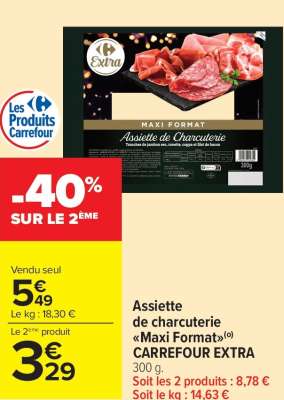 CARREFOUR EXTRA Assiette de charcuterie "Maxi Format" - 300 g. ORIGINE UNION EUROPÉENNE