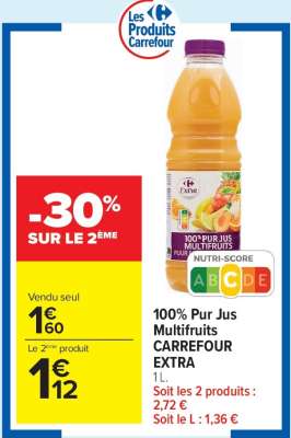 CARREFOUR EXTRA 100% Pur Jus Multifruits - 1 L.