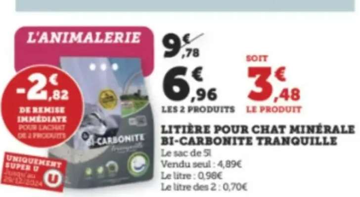 Litière pour chat minérale Bi-Carbonite Tranquille