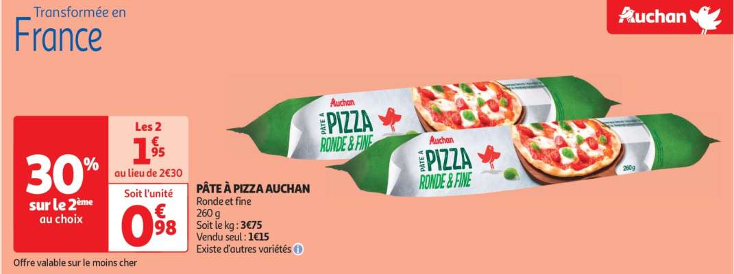 Pâte À Pizza Auchan - Ronde et fine
260 g