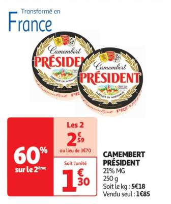 Camembert Président - 21% MG
250 g