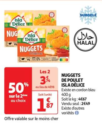 Nuggets De Poulet Isla Délice - Existe en cordon bleu
400 g