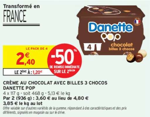 DANETTE POP CRÈME AU CHOCOLAT AVEC BILLES 3 CHOCOS