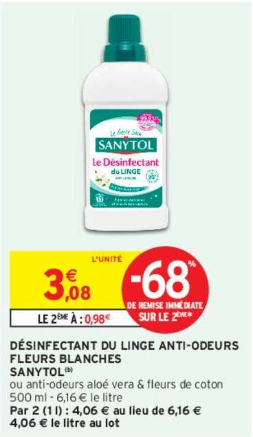 SANYTOL DÉSINFECTANT DU LINGE ANTI-ODEURS FLEURS BLANCHES