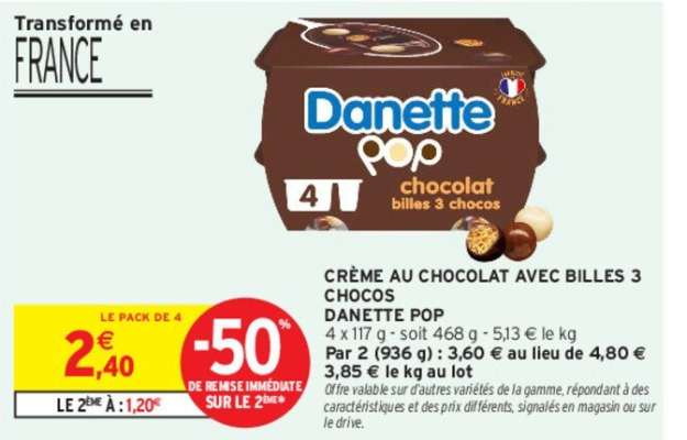 DANETTE POP CRÈME AU CHOCOLAT AVEC BILLES 3 CHOCOS