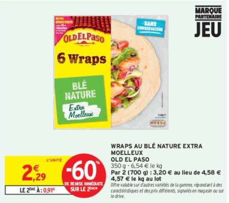 OLD EL PASO WRAPS AU BLÉ NATURE EXTRA MOELLEUX