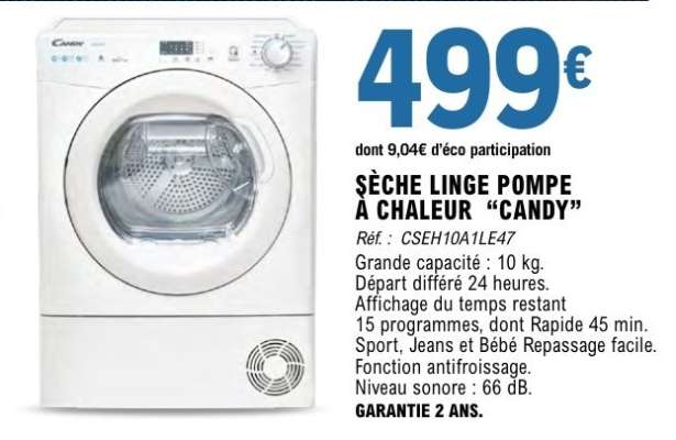 SÈCHE LINGE POMPE À CHALEUR “CANDY”