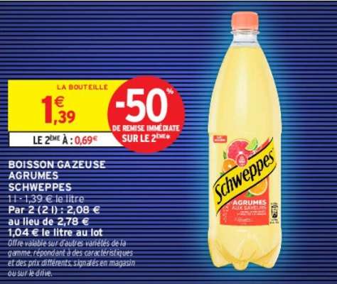 SCHWEPPES BOISSON GAZEUSE AGRUMES