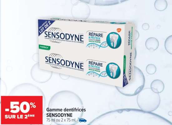 SENSODYNE Gamme dentifrices - 75 ml ou 2 x 75 ml.