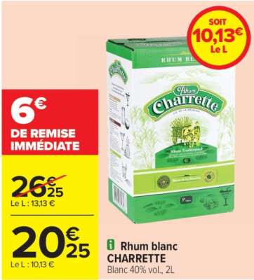 CHARRETTE RHUM BLANC - Blanc 40% vol., 2L