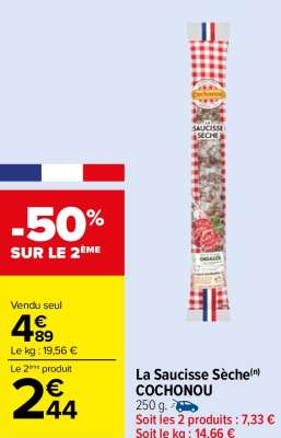 COCHONOU La Saucisse Sèche - 250 g. ORIGINE FRANCE