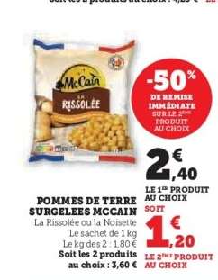 POMMES DE TERRE SURGELÉES MCCAIN