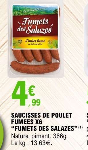 Saucisses de Poulet Fumées X6 "Fumets des Salazes"