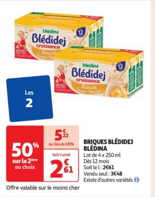 Briques Blédidej Blédina - Lot de 4 x 250 ml
Dès 12 mois