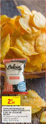 BELSIA CHIPS ARTISANALES DE BEAUCE PIMENT D’ESPELETTE & SEL DE L'ÎLE DE RÉ