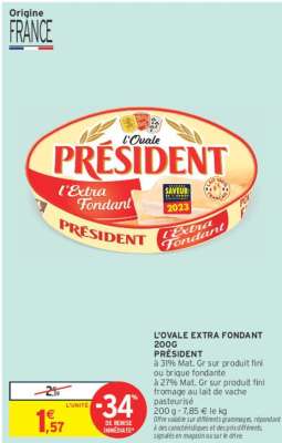 PRÉSIDENT L'OVALE EXTRA FONDANT 200G