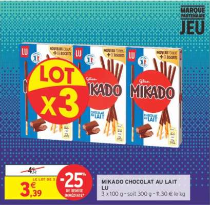 LU MIKADO CHOCOLAT AU LAIT