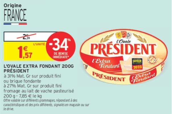 PRÉSIDENT L'OVALE EXTRA FONDANT 200G