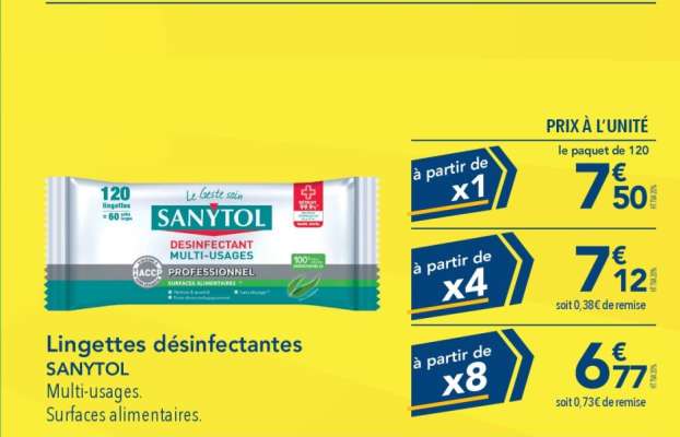 Lingettes désinfectantes SANYTOL