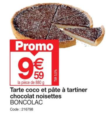 Tarte coco et pâte à tartiner chocolat noisettes