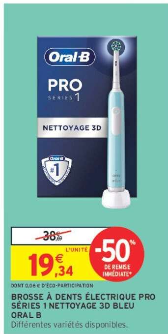 ORAL B BROSSE À DENTS ÉLECTRIQUE PRO SÉRIES 1 NETTOYAGE 3D BLEU