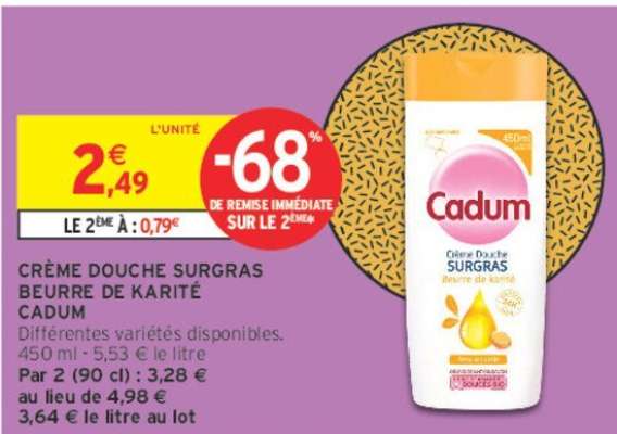 CADUM CRÈME DOUCHE SURGRAS BEURRE DE KARITÉ