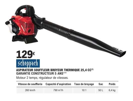 Scheppach Aspirateur Souffleur Broyeur Thermique 25,4 CC