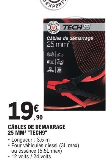 CÂBLES DE DÉMARRAGE 25 MM² "TECH9"