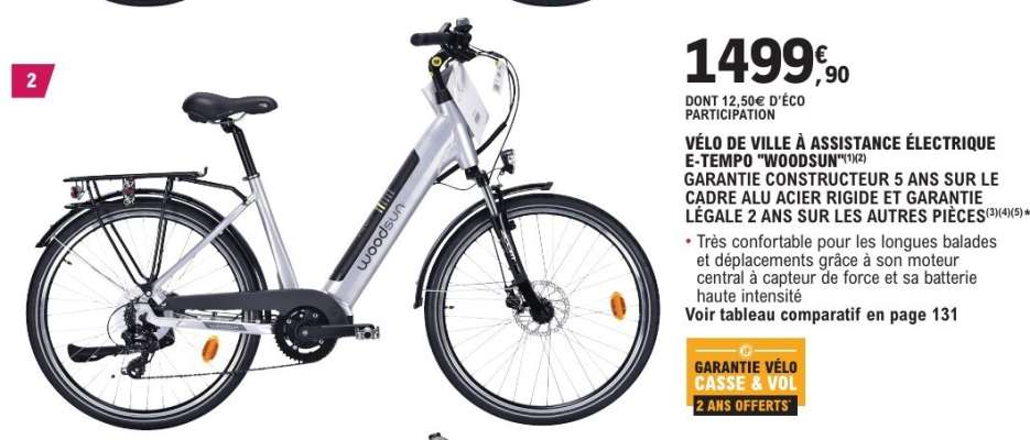 VÉLO DE VILLE À ASSISTANCE ÉLECTRIQUE E-TEMPO "WOODSUN"