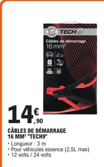 CÂBLES DE DÉMARRAGE 16 MM² "TECH9"