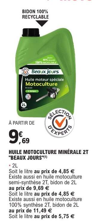 HUILE MOTOCULTURE MINÉRALE 2T "BEAUX JOURS"