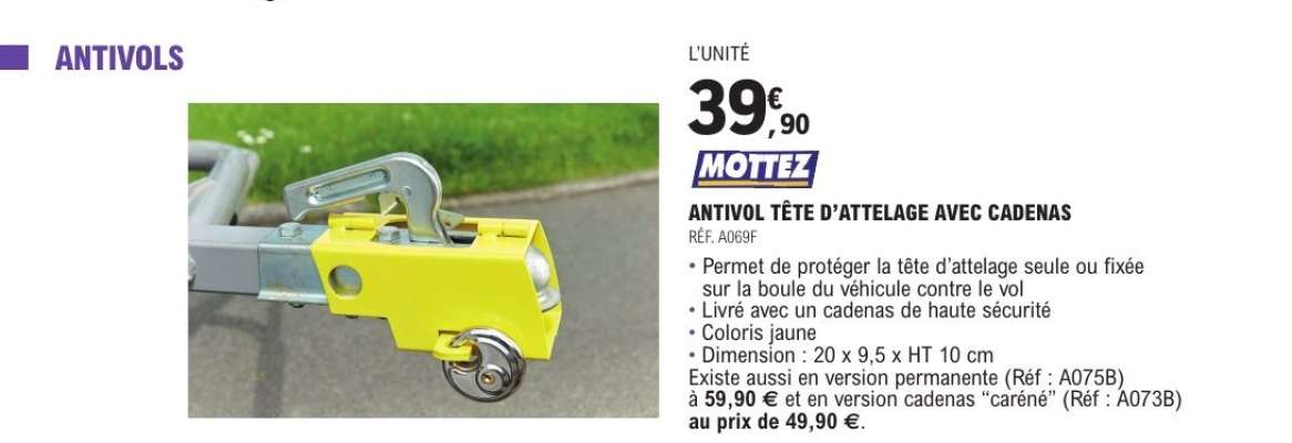 ANTIVOL TÊTE D'ATTELAGE AVEC CADENAS