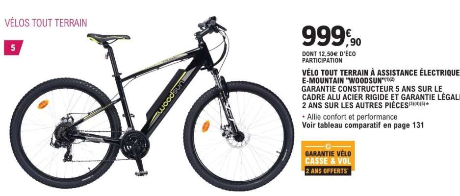 VÉLO TOUT TERRAIN À ASSISTANCE ÉLECTRIQUE E-MOUNTAIN 'WOODSUN'