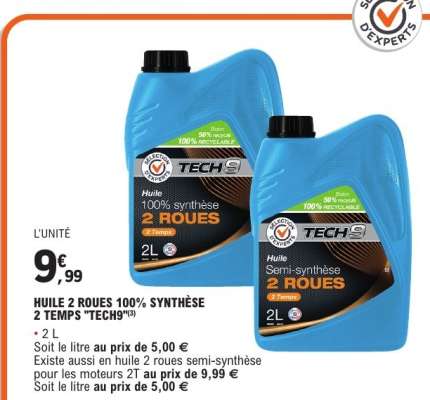 HUILE 2 ROUES 100% SYNTHÈSE 2 TEMPS "TECH9"