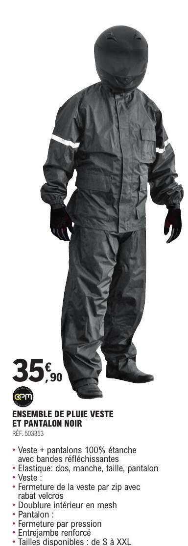 ENSEMBLE DE PLUIE VESTE ET PANTALON NOIR