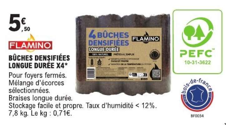 BÛCHES DENSIFIÉES LONGUE DURÉE X4