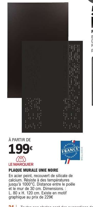 PLAQUE MURALE UNIE NOIRE